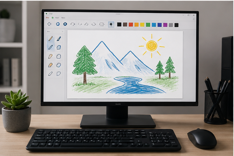 drawing using ms paint on computer